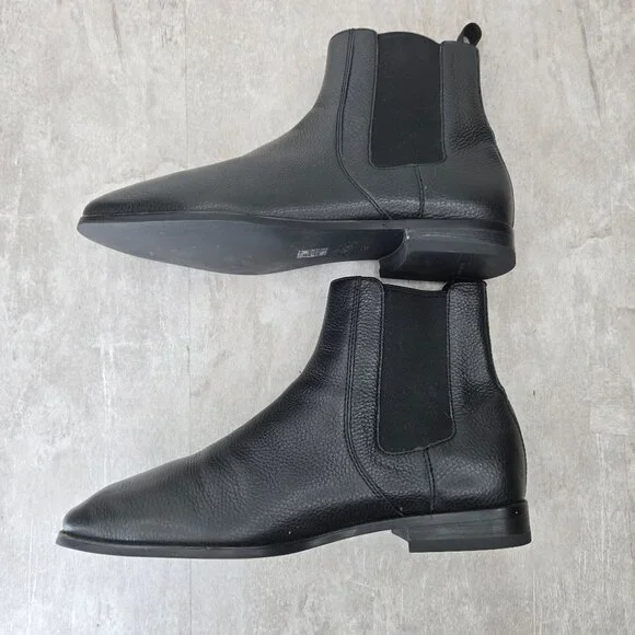 Coach Pull On Chelsea Boots Mens Sz 8.5 Black Leather Minimalist Preppy Booties - Picture 6 of 12